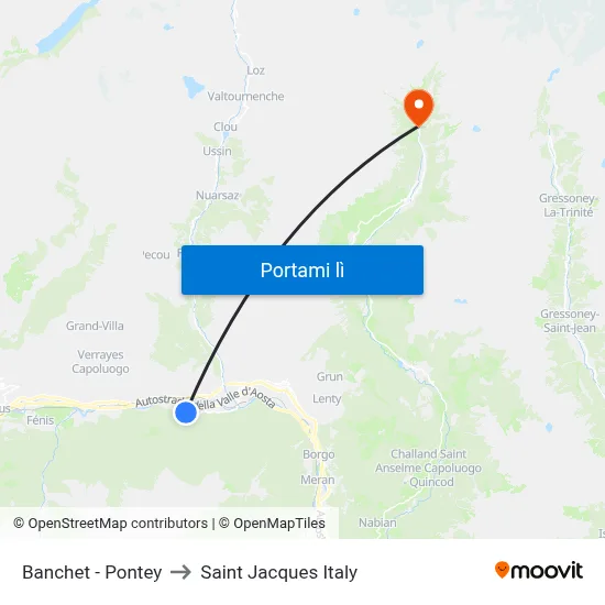 Banchet - Pontey to Saint Jacques Italy map