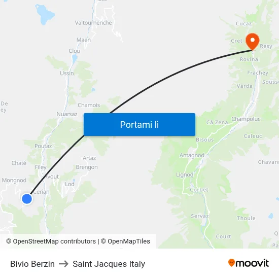 Bivio Berzin to Saint Jacques Italy map
