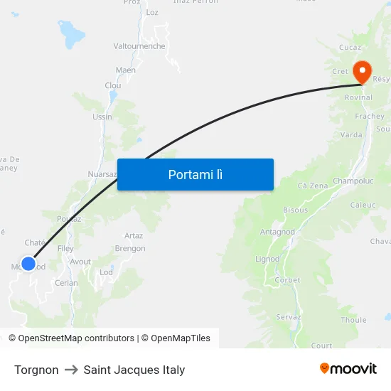 Torgnon to Saint Jacques Italy map