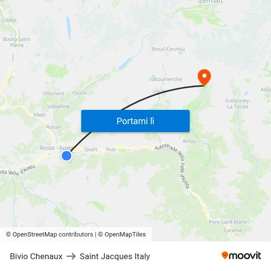 Bivio Chenaux to Saint Jacques Italy map