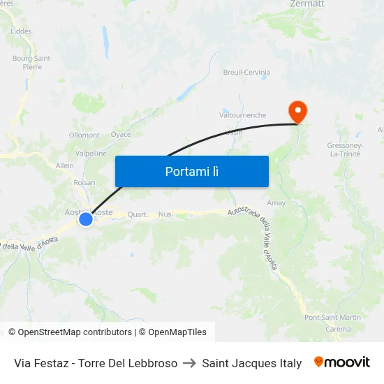 Via Festaz - Torre Del Lebbroso to Saint Jacques Italy map
