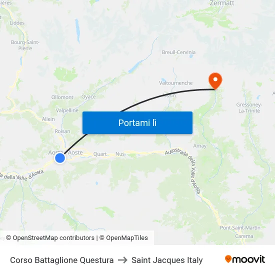 Corso Battaglione Questura to Saint Jacques Italy map