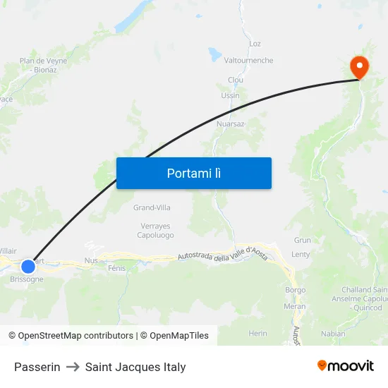 Passerin to Saint Jacques Italy map