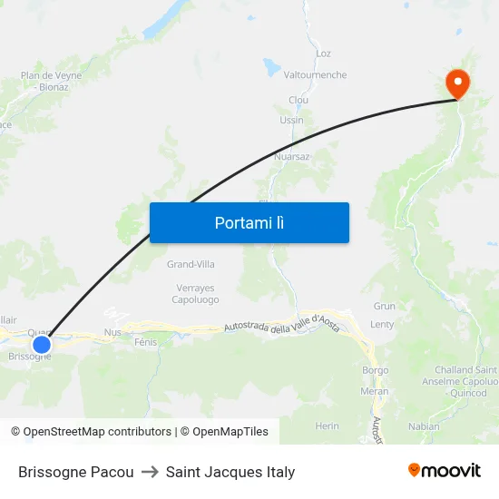 Brissogne Pacou to Saint Jacques Italy map