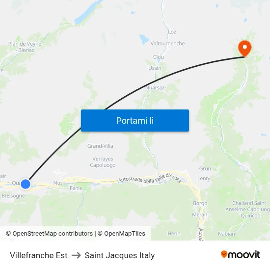 Villefranche Est to Saint Jacques Italy map