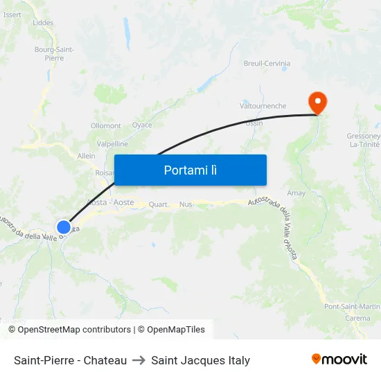 Saint-Pierre - Chateau to Saint Jacques Italy map