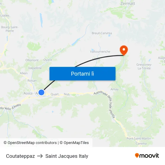 Coutateppaz to Saint Jacques Italy map