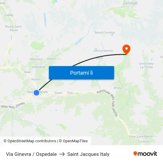 Via Ginevra / Ospedale to Saint Jacques Italy map
