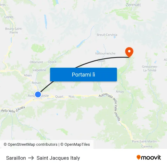 Saraillon to Saint Jacques Italy map