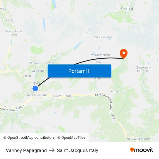 Variney Papagrand to Saint Jacques Italy map