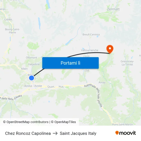 Chez Roncoz Capolinea to Saint Jacques Italy map