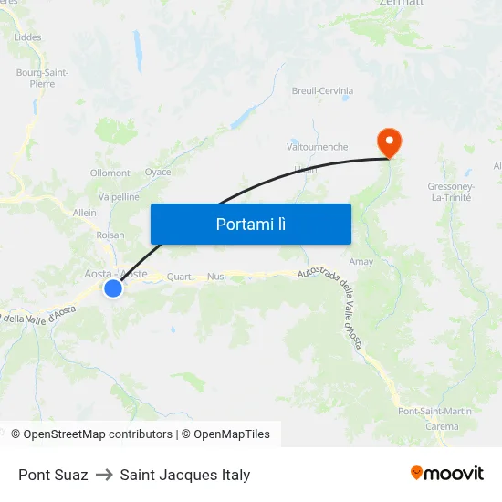 Pont Suaz to Saint Jacques Italy map