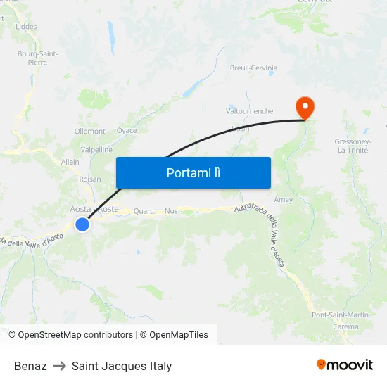 Benaz to Saint Jacques Italy map