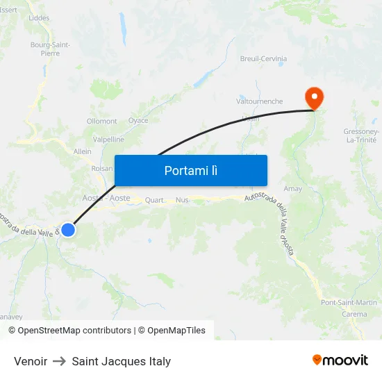 Venoir to Saint Jacques Italy map