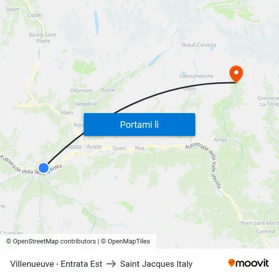 Villenueuve - Entrata Est to Saint Jacques Italy map