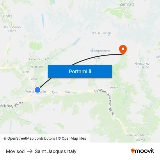 Movisod to Saint Jacques Italy map