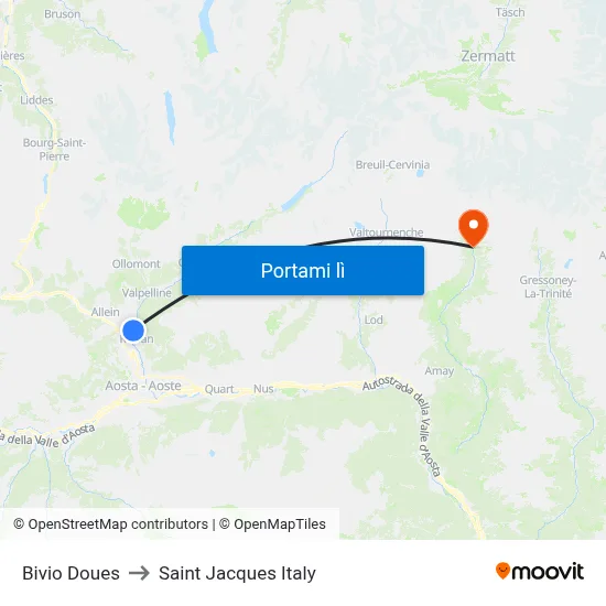 Bivio Doues to Saint Jacques Italy map