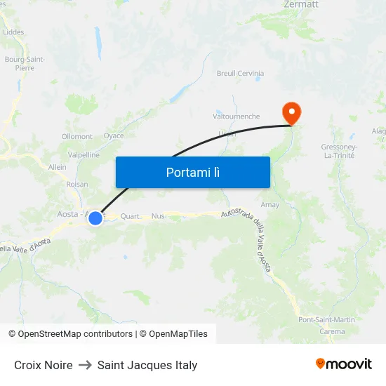 Croix Noire to Saint Jacques Italy map