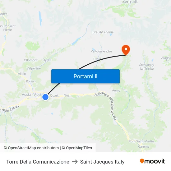 Torre Della Comunicazione to Saint Jacques Italy map