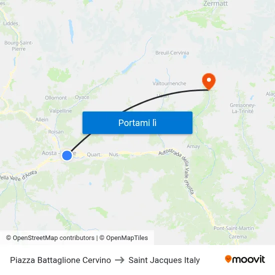 Piazza Battaglione Cervino to Saint Jacques Italy map