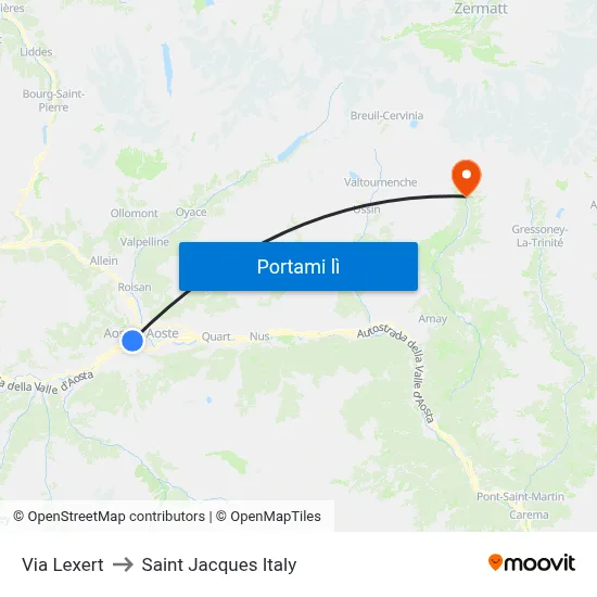 Via Lexert to Saint Jacques Italy map