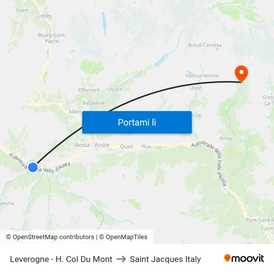Leverogne - H. Col Du Mont to Saint Jacques Italy map