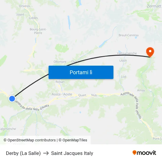 Derby (La Salle) to Saint Jacques Italy map