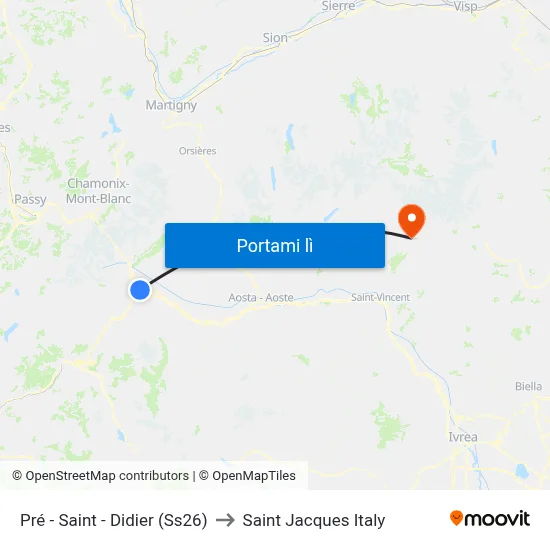 Pré - Saint - Didier (Ss26) to Saint Jacques Italy map