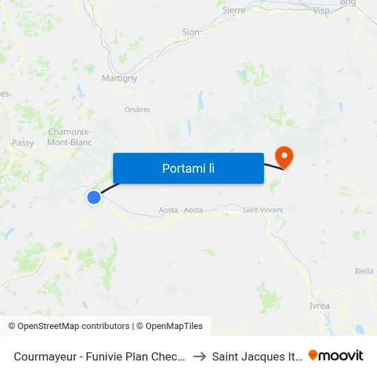 Courmayeur - Funivie Plan Checrouit to Saint Jacques Italy map