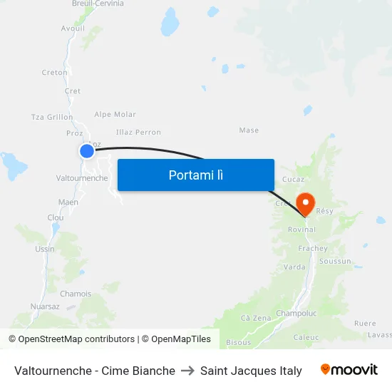 Valtournenche - Cime Bianche to Saint Jacques Italy map