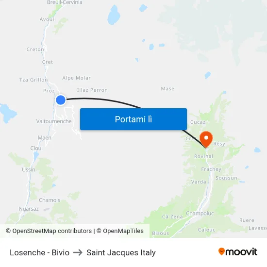 Losenche - Bivio to Saint Jacques Italy map