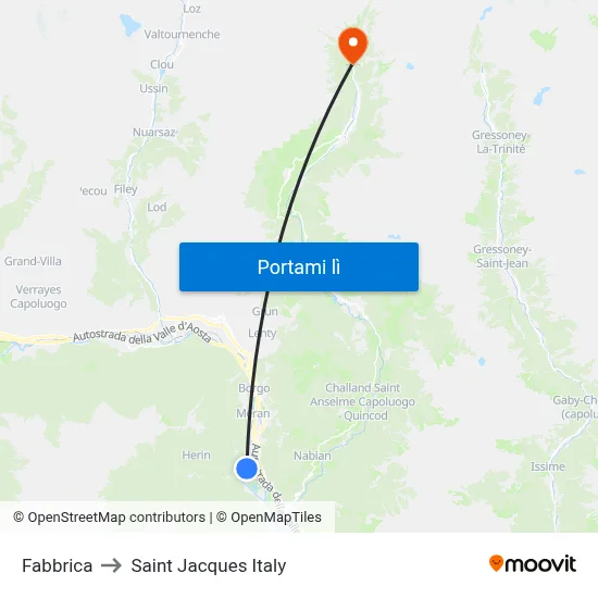 Fabbrica to Saint Jacques Italy map