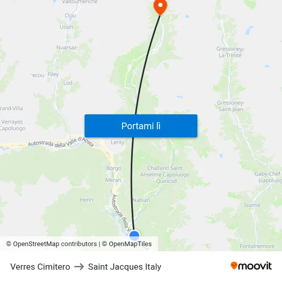 Verres Cimitero to Saint Jacques Italy map