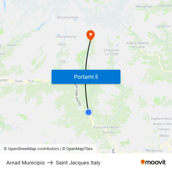Arnad Municipio to Saint Jacques Italy map