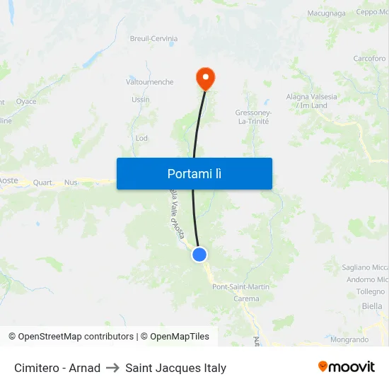 Cimitero - Arnad to Saint Jacques Italy map