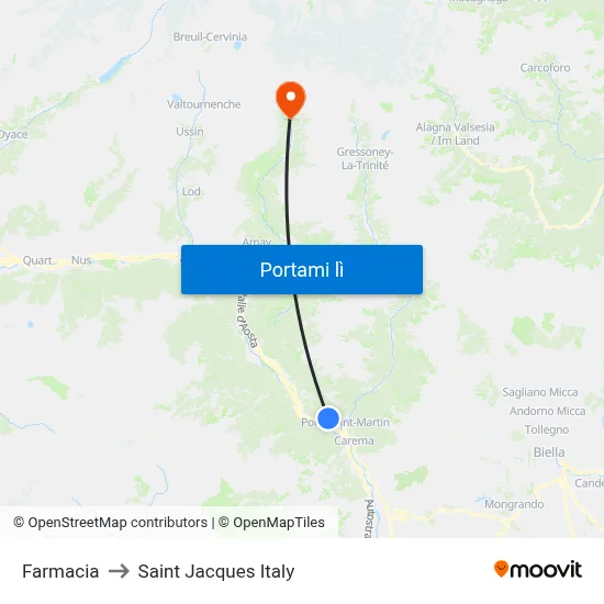 Farmacia to Saint Jacques Italy map