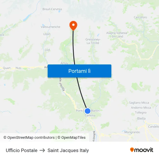 Ufficio Postale to Saint Jacques Italy map