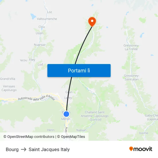 Bourg to Saint Jacques Italy map