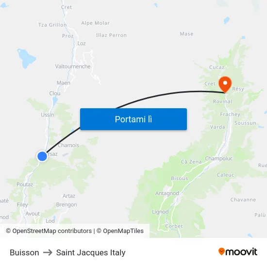 Buisson to Saint Jacques Italy map