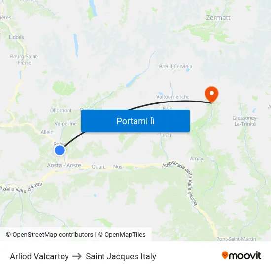 Arliod Valcartey to Saint Jacques Italy map