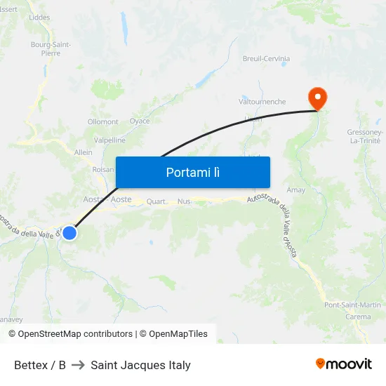 Bettex / B to Saint Jacques Italy map