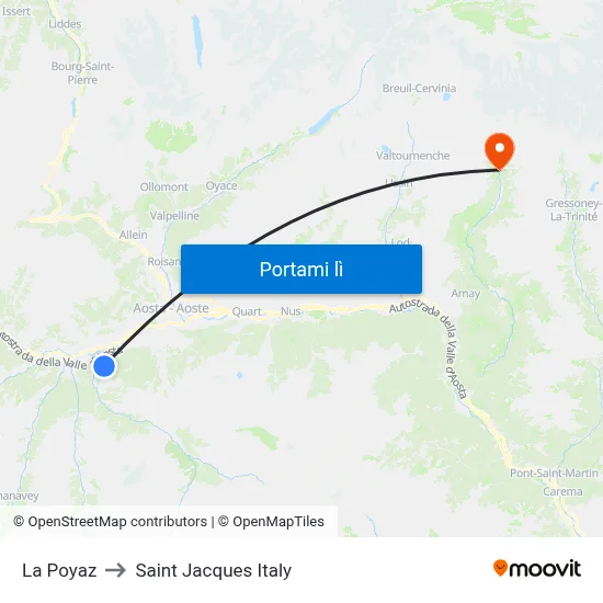La Poyaz to Saint Jacques Italy map