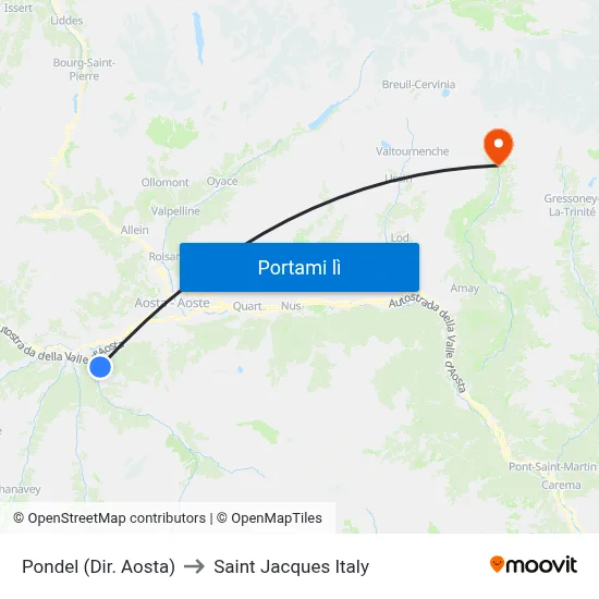 Pondel (Dir. Aosta) to Saint Jacques Italy map