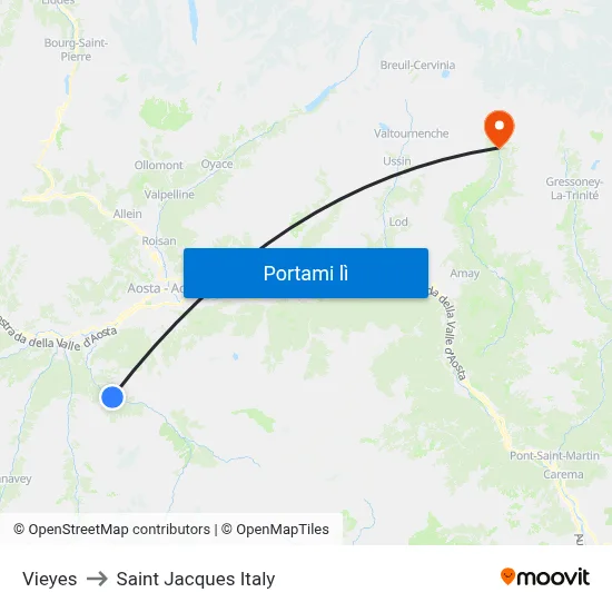 Vieyes to Saint Jacques Italy map