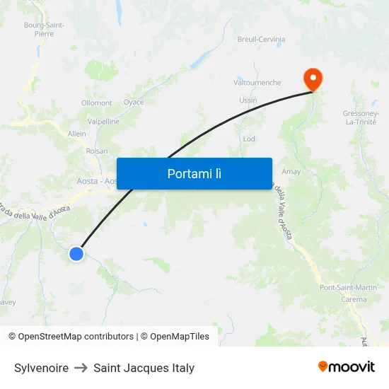 Sylvenoire to Saint Jacques Italy map