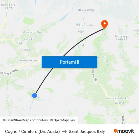 Cogne / Cimitero (Dir. Aosta) to Saint Jacques Italy map