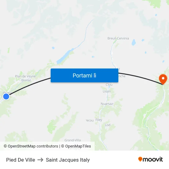 Pied De Ville to Saint Jacques Italy map