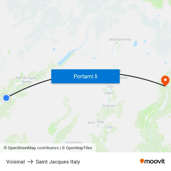 Voisinal to Saint Jacques Italy map