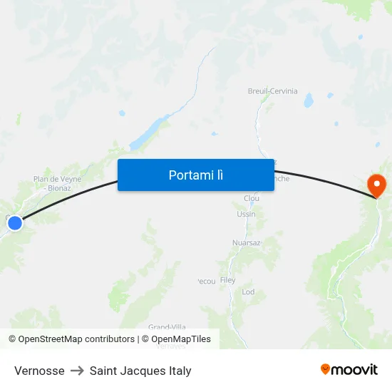 Vernosse to Saint Jacques Italy map