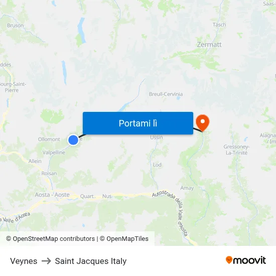 Veynes to Saint Jacques Italy map
